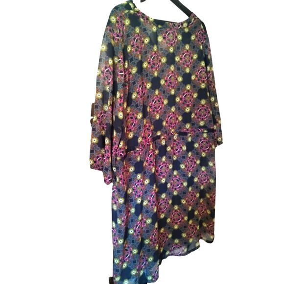 Mossimo Black Purple Green Floral Print Blouson Dress Sz 3XL - Picture 6 of 11